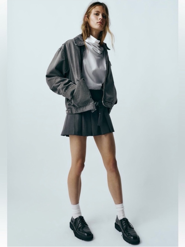 Zara Gray Pleated Mini Skort Size Medium